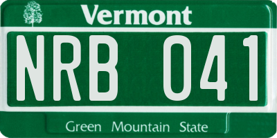 VT license plate NRB041