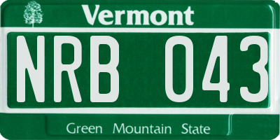 VT license plate NRB043