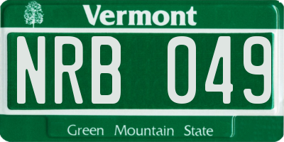 VT license plate NRB049