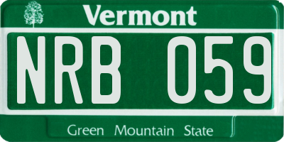 VT license plate NRB059