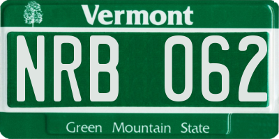 VT license plate NRB062