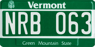 VT license plate NRB063