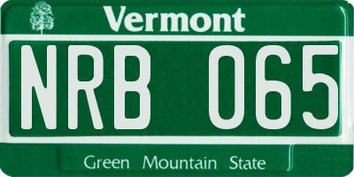 VT license plate NRB065