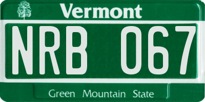VT license plate NRB067