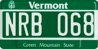 VT license plate NRB068