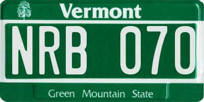 VT license plate NRB070