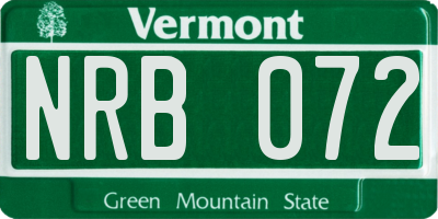 VT license plate NRB072