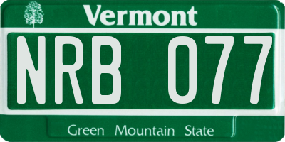 VT license plate NRB077