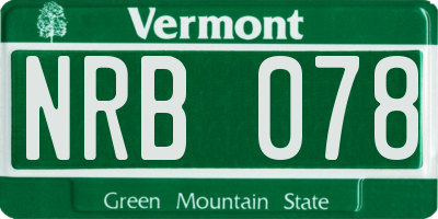 VT license plate NRB078