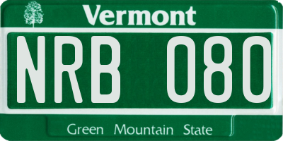 VT license plate NRB080