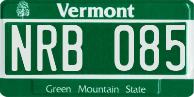 VT license plate NRB085