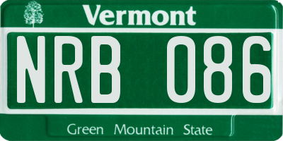 VT license plate NRB086