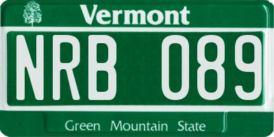 VT license plate NRB089