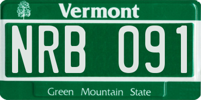 VT license plate NRB091