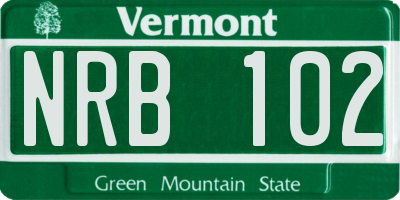 VT license plate NRB102