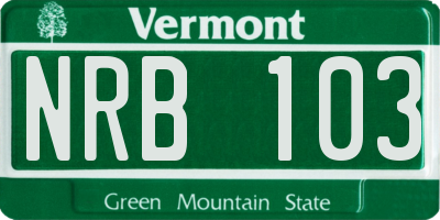 VT license plate NRB103
