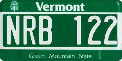 VT license plate NRB122