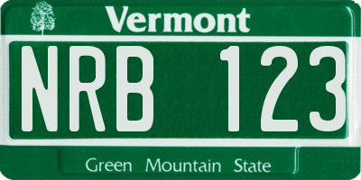 VT license plate NRB123