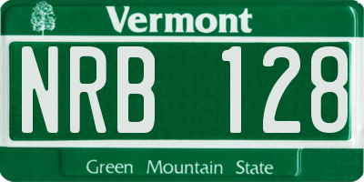 VT license plate NRB128