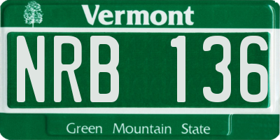 VT license plate NRB136