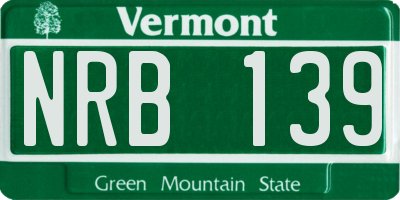 VT license plate NRB139