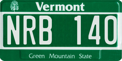 VT license plate NRB140