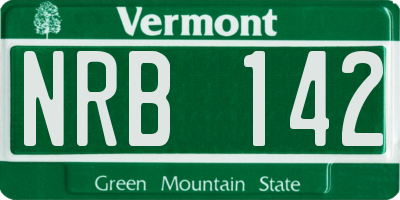 VT license plate NRB142