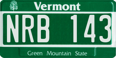 VT license plate NRB143