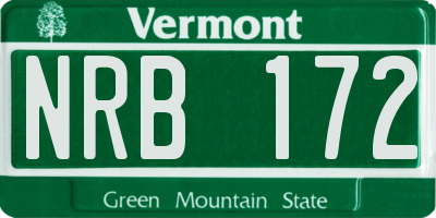 VT license plate NRB172