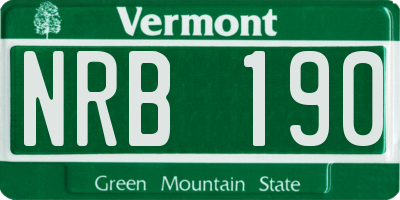 VT license plate NRB190