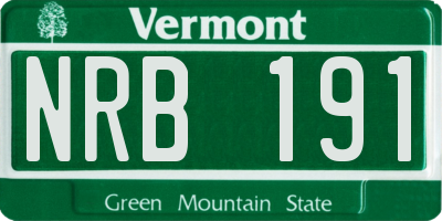 VT license plate NRB191