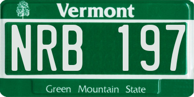 VT license plate NRB197