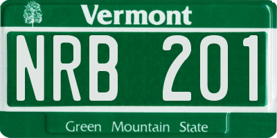 VT license plate NRB201