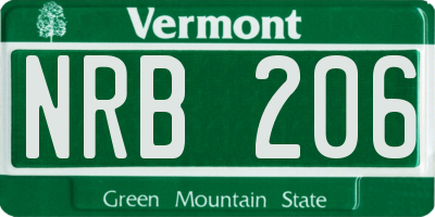 VT license plate NRB206