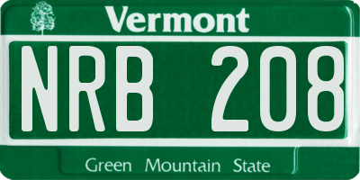 VT license plate NRB208