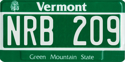 VT license plate NRB209