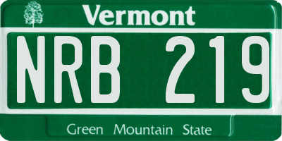 VT license plate NRB219