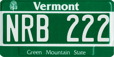 VT license plate NRB222