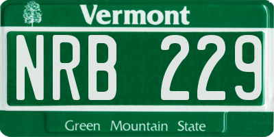 VT license plate NRB229