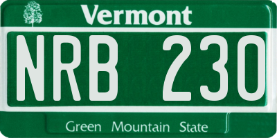VT license plate NRB230