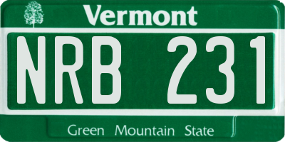 VT license plate NRB231