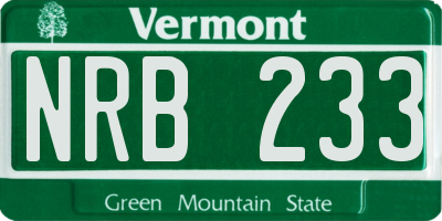 VT license plate NRB233