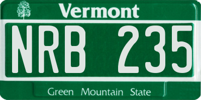VT license plate NRB235
