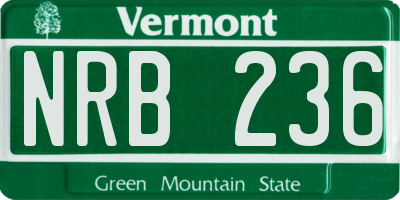 VT license plate NRB236