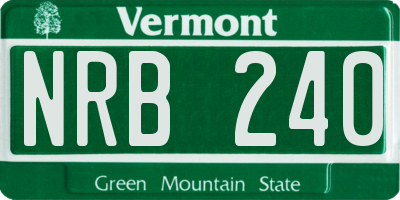 VT license plate NRB240