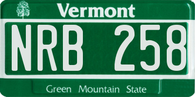VT license plate NRB258