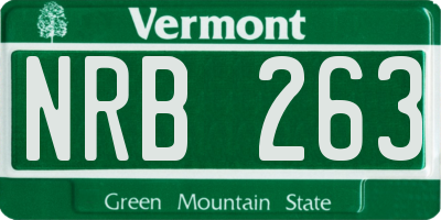 VT license plate NRB263