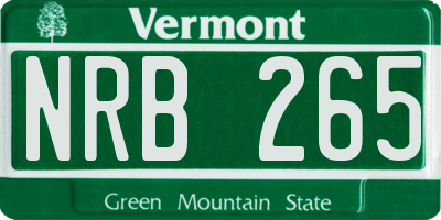 VT license plate NRB265