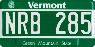 VT license plate NRB285