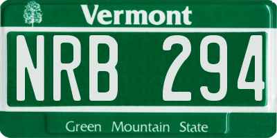 VT license plate NRB294